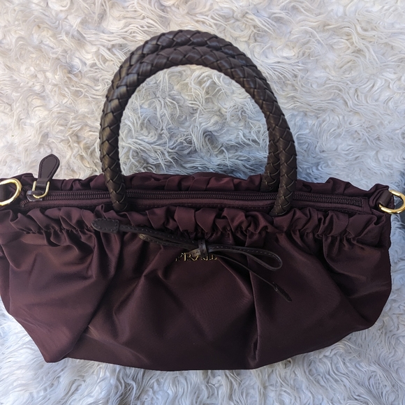 Prada Tessuto Nylon Bordeaux Handbag- Like New With No Tags - Picture 8 of 12